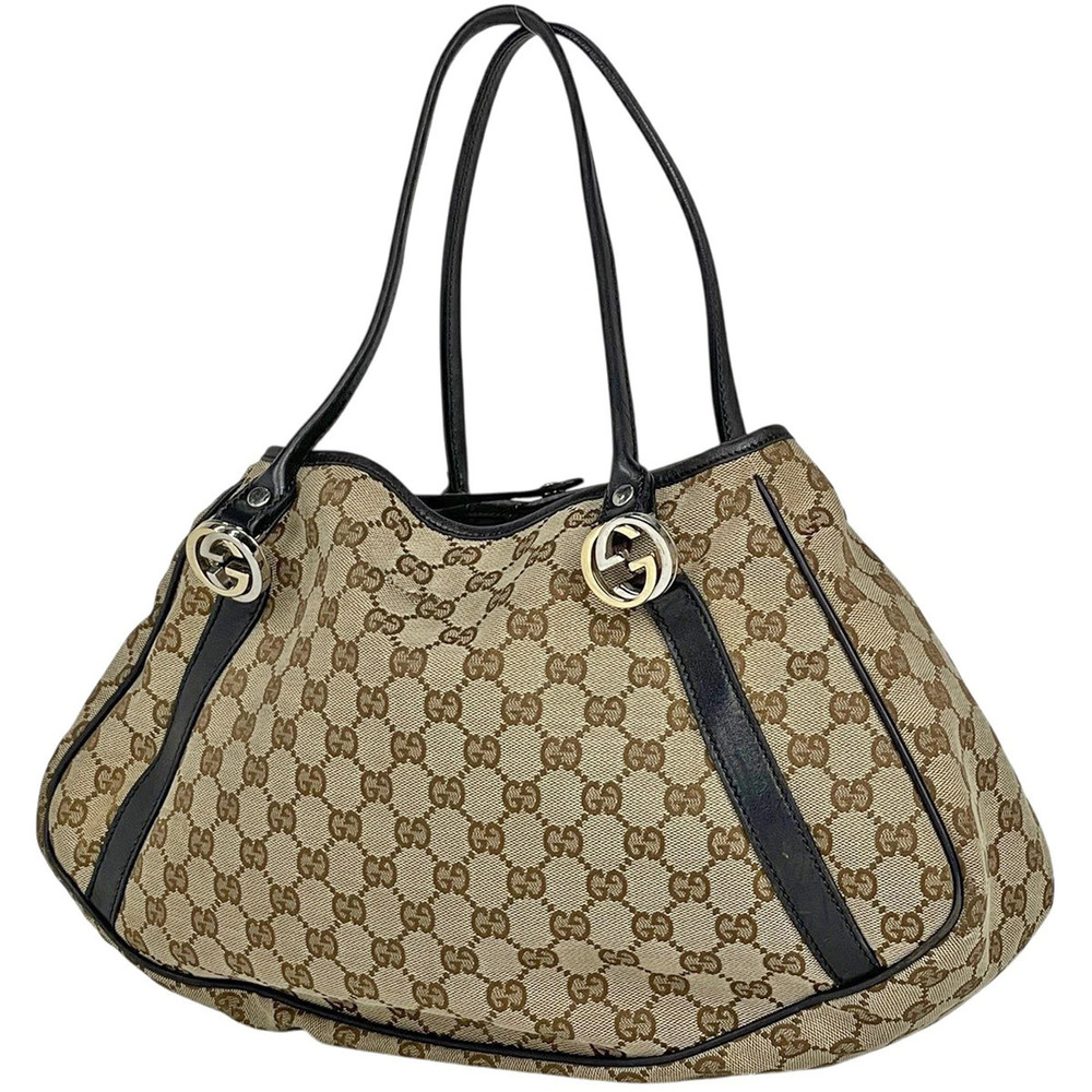 Gucci GG Twins Tote Bag Canvas Beige Cream Black